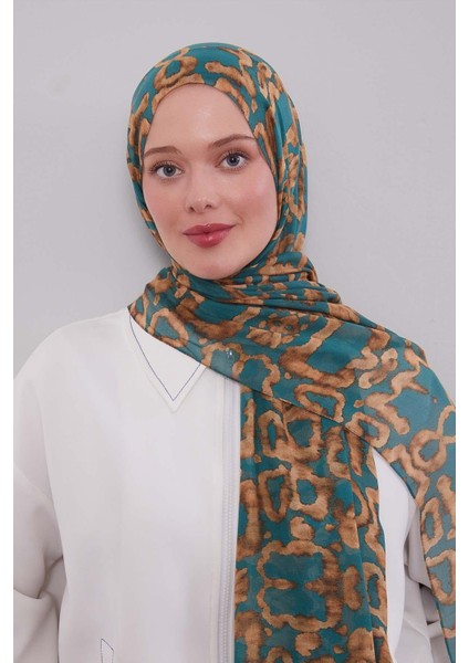 Çağla Yeşili Leopar Desen Vivian Şal modelleri