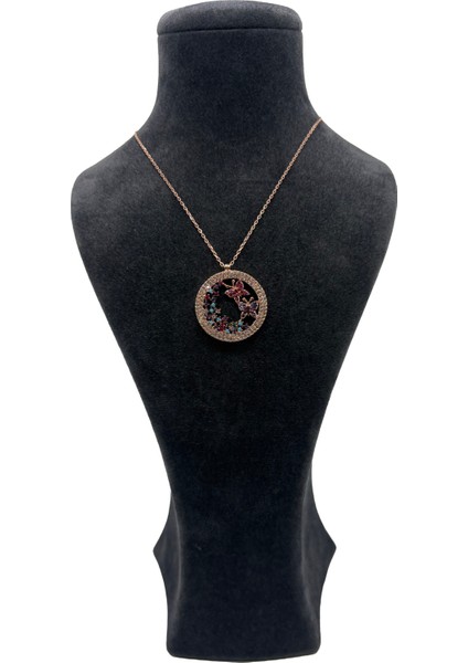 Gümüş Kelebek Rose Kolye