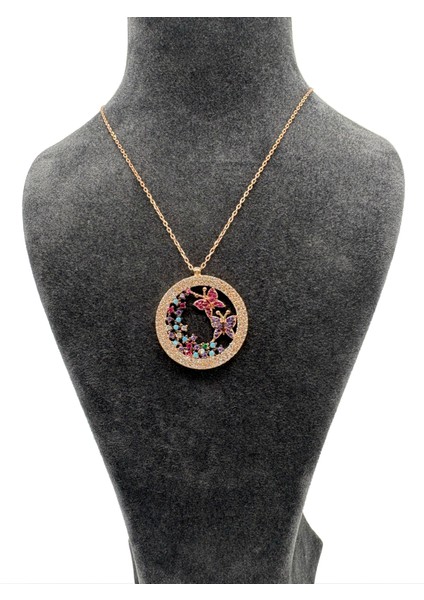 Gümüş Kelebek Rose Kolye modelleri