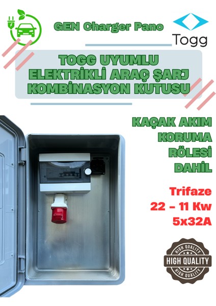 22 Kw 5/32 60X40X20 cm Togg Uyumlu Elektrikli Araç Şarj Cihazı Kombinasyon Kutusu