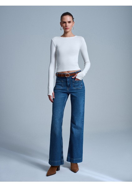 72097 Kemerli Cep Detaylı Jean-Mavi indirimleri