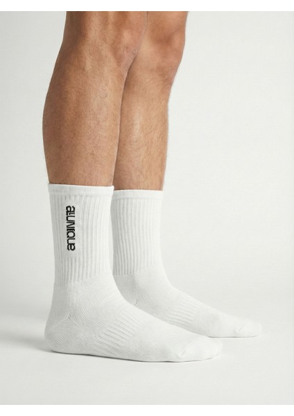Erkek Supima Pamuklu Beyaz Yarım Havlu Dikişsiz Spor Çorabı modelleri