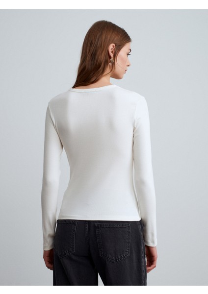 32024 Çıtçıtlı Modal Karışımlı Top-Ekru fiyatları