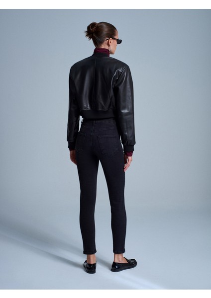 72099 Yüksek Bel Dar Paça Jean-Siyah modelleri