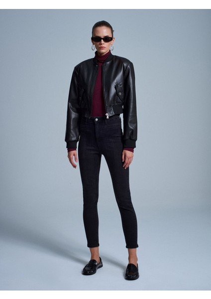 72099 Yüksek Bel Dar Paça Jean-Siyah indirimleri