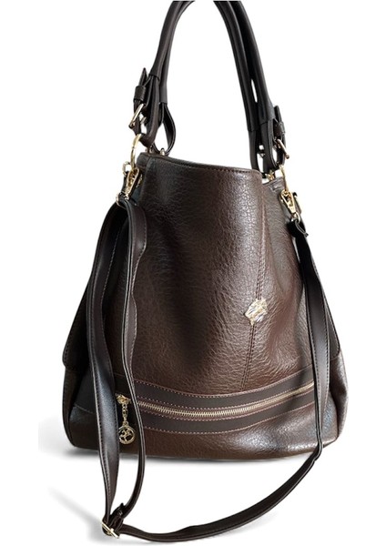 1398 Kadın Salash Büyük Boy Omuz Çantası Kahve modelleri