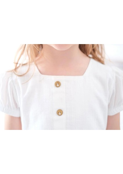 Alessi Mini Fırfır Detaylı Keten Kız Çocuk Elbise fırsatları