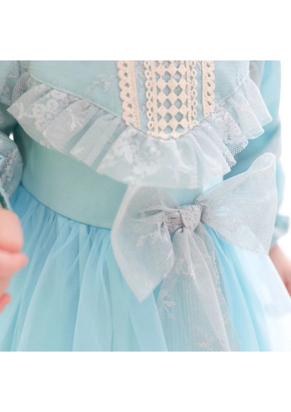 Lenora Prenses Model Tül Fiyonk Detaylı Uzun Kollu Etekli Elbise modelleri