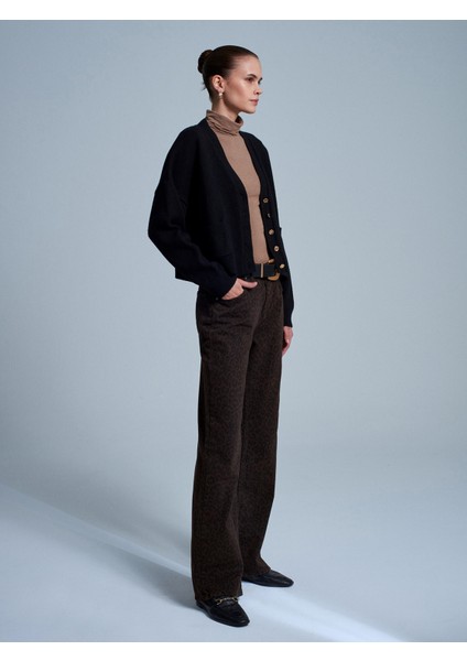 72091 %100 Pamuk Leopar Desenli Jean-Kahve fiyatları