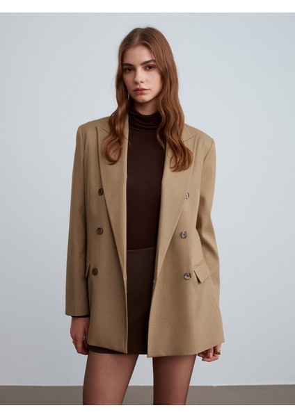 60779 Oversize Blazer Ceket-Camel modelleri