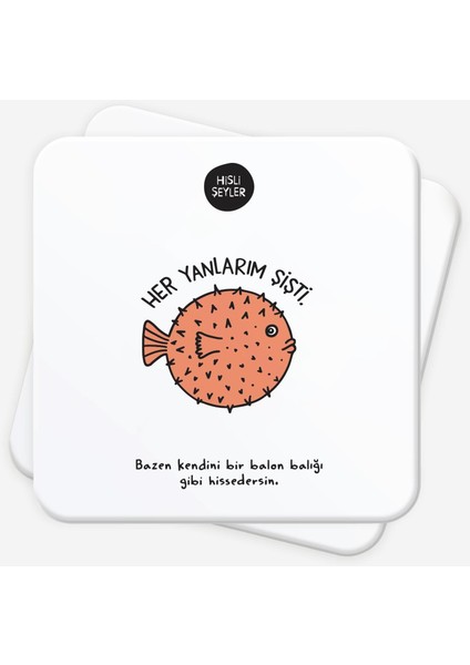 Her Yanlarım Şişti 2'li Bardak Altlığı Seti