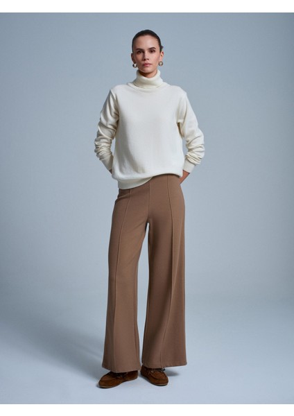 71941 Beli Lastikli Geniş Paça Eşofman-Vizon