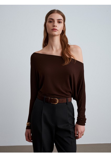 32312 Yün Karışımlı Tek Omuz Top-Koyu Kahve fırsatları