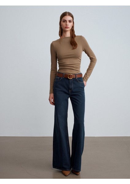 72098 %100 Pamuk Geniş Paça Jean-Lacivert