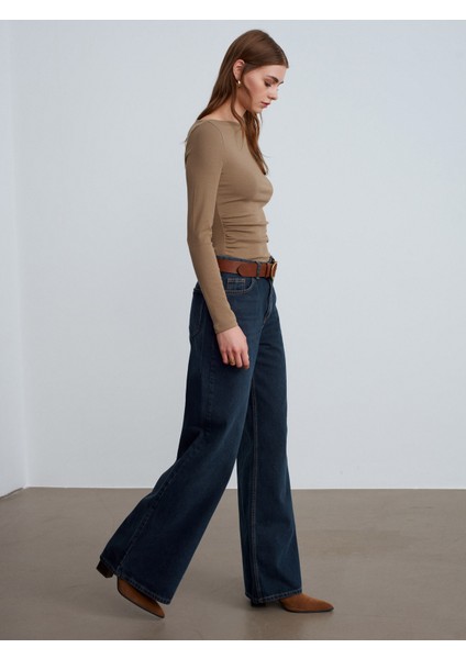 72098 %100 Pamuk Geniş Paça Jean-Lacivert fiyatları