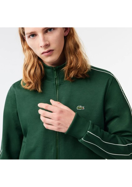 Erkek Regular Fit Fermuarlı Koyu Yeşil Sweatshirt fiyatları