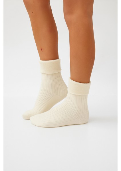 Çocuk Havlu Soket Çorap Ekru