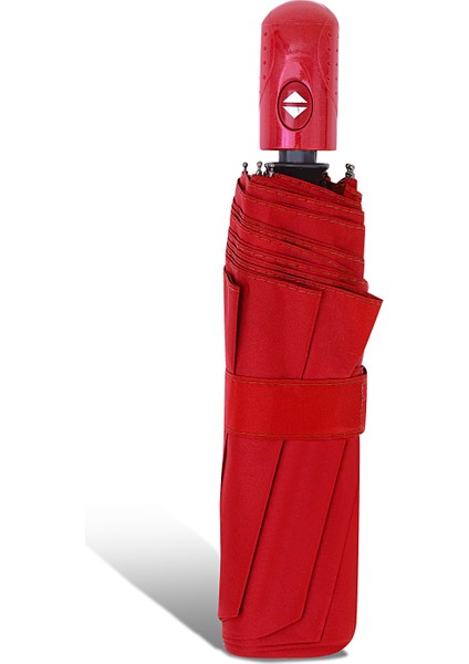 Bordo Tam Otomatik Şemsiye, Rüzgar Dayanıklı, Şık ve Pratik Kullanım