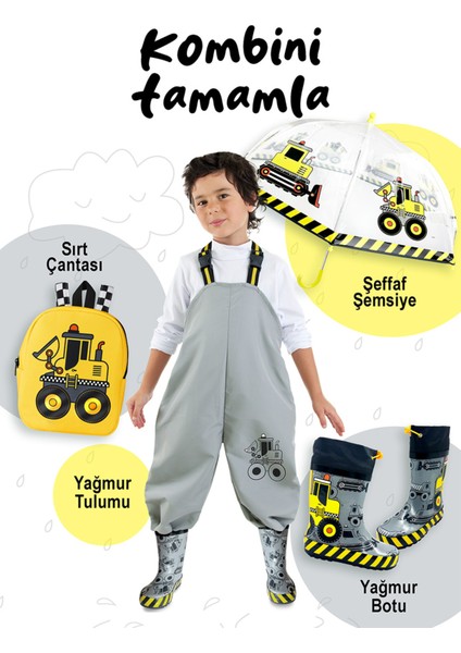 Erkek Çocuk Şeffaf Inşaat Temalı Küçük Şemsiye, Renkli ve Dayanıklı Tasarım modelleri