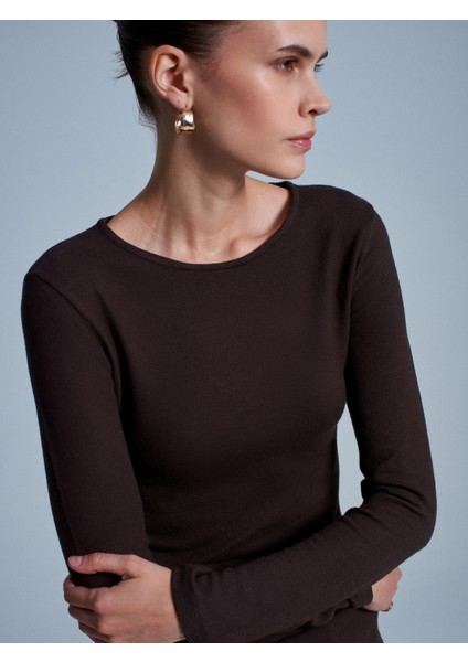 32194 Uzun Kollu Büzgülü Top-Koyu Kahve fırsatları