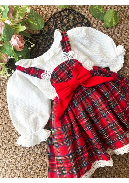 Belinay Kız Çocuk Yılbaşı Uzun Kol Tütü Prenses Ekoseli Vintage Elbise modelleri