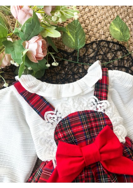 Belinay Kız Çocuk Yılbaşı Uzun Kol Tütü Prenses Ekoseli Vintage Elbise fırsatları