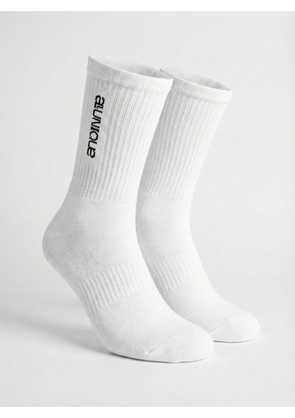 Erkek Supima Pamuklu Beyaz Yarım Havlu Dikişsiz Spor Çorabı
