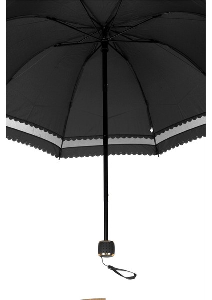 Rüzgara Dayanıklı Siyah Kadın Şemsiye, Fiber Gövdeli, Pongee Kumaş, Şık ve Hafif modelleri