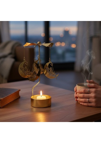 Altın Renkli Dönen Metal Mumluk Peri Kızı Elsa Tasarımlı fiyatları