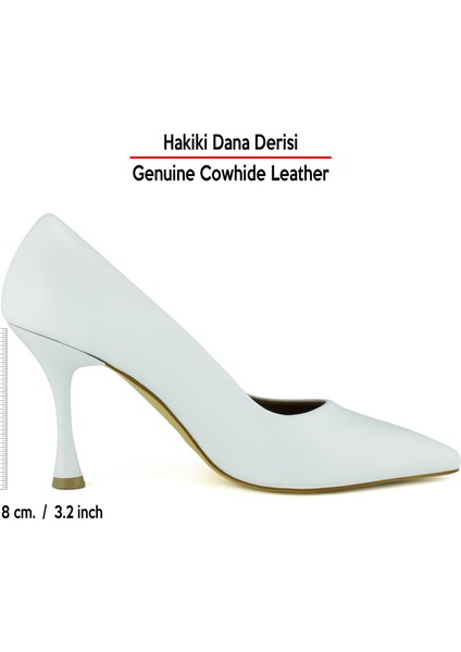 Suzanna Beyaz Hakiki Dana Derisi Sivri Burun Klasik Ince Topuklu Ayakkabı fiyatları