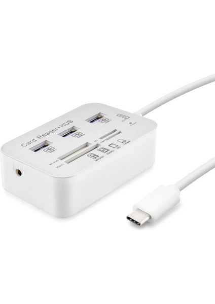 Type-C Hub Combo 3*usb3.0 + Ms + Sd + M2 + Tf 20CM Beyaz HDX7029
