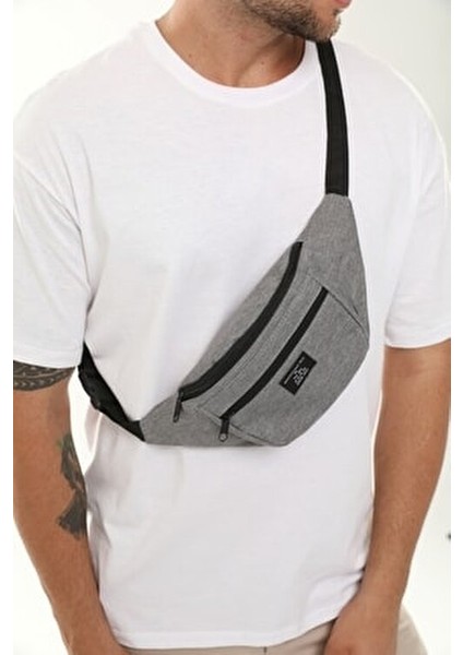 Gri Çok Amaçlı 2 Bölmeli Omuz ve Bel Çantası, Günlük Kullanım İçin Şık ve Pratik