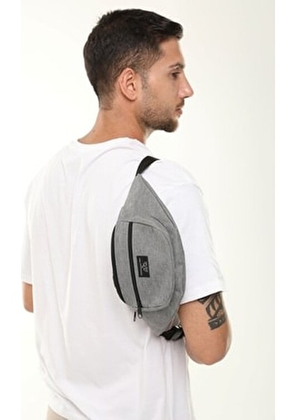 Gri Çok Amaçlı 2 Bölmeli Omuz ve Bel Çantası, Günlük Kullanım İçin Şık ve Pratik