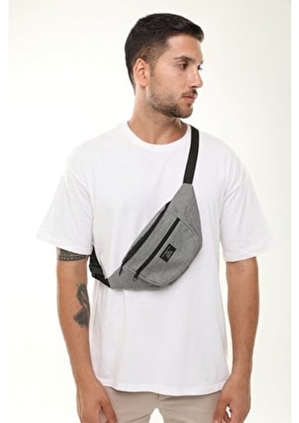Gri Çok Amaçlı 2 Bölmeli Omuz ve Bel Çantası, Günlük Kullanım İçin Şık ve Pratik