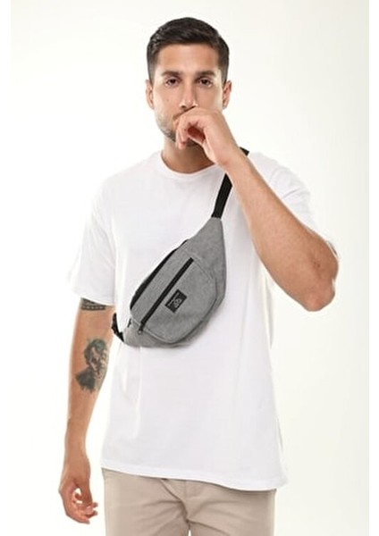 Gri Çok Amaçlı 2 Bölmeli Omuz ve Bel Çantası, Günlük Kullanım İçin Şık ve Pratik