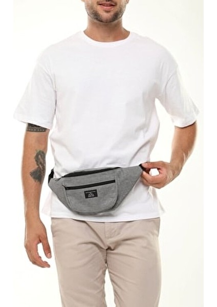 Gri Çok Amaçlı 2 Bölmeli Omuz ve Bel Çantası, Günlük Kullanım İçin Şık ve Pratik