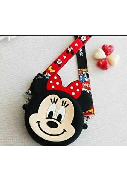 Minnie Mouse Kız Çocuk Silikon Cüzdan Çanta Eğlenceli Tasarım