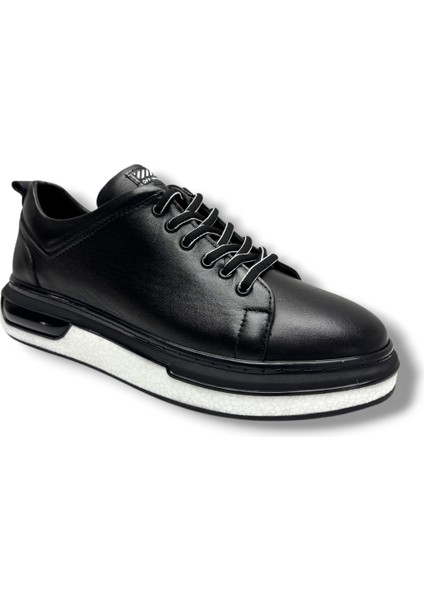 1224-1-26 Hakiki Deri Anatomik Erkek Ayakkabı Siyah Beyaz