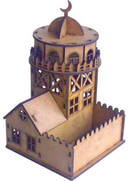 Ahşap 3D Kız Kulesi Boyama Seti, Eğlence ve Hobi Için, 19,5X13X12CM