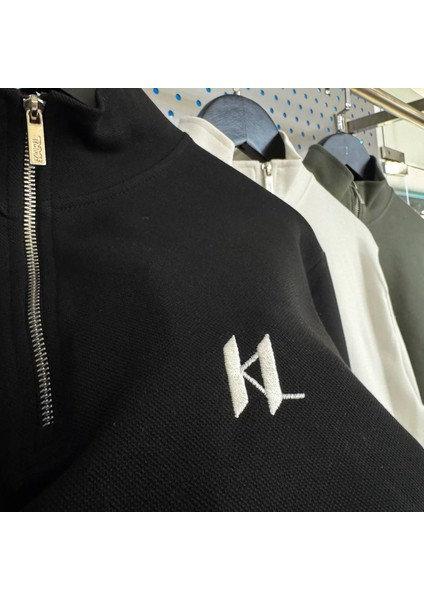 Black Cotton Half-Zip Sweatshirt fiyatları
