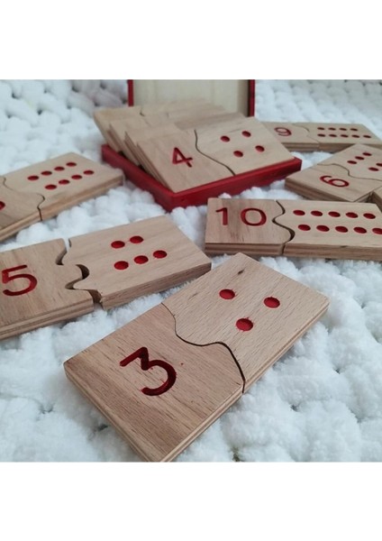 Bej Renkli Şekil ve Sayı Eşleme Eğitici Oyun Seti