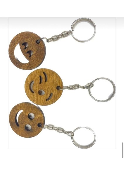 Ahşap Doğal Tasarımlı Anahtarlık (10 Adet)