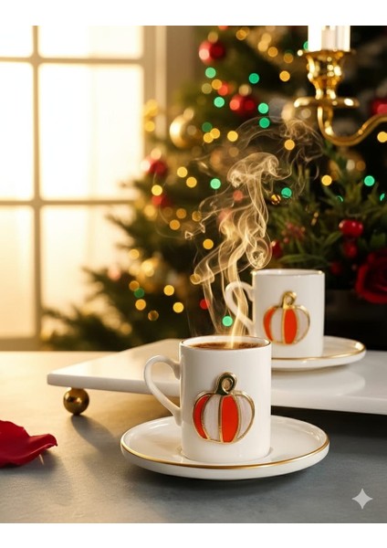 Fine Living Elegant Pumpkin 4 Parça 2 Kişilik Kahve Fincan Takımı
