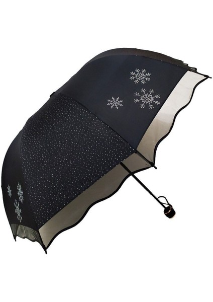 Şemsiye, Kar Tanesi Taş Baskılı, Şık ve Kullanışlı, Dayanıklı Tasarım
