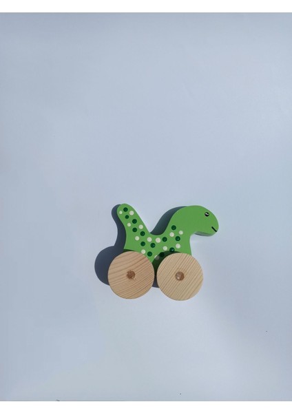 Renkli Ahşap Dinozor ve Tekerlekli Araba Seti, Eğlenceli ve Şık Tasarım