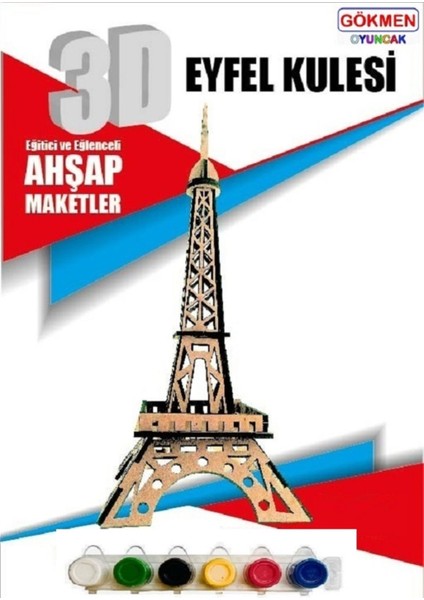 Çok Renkli Ahşap 3D Maket, Akrilik Boya Hediye ile Keyifli Hobiler Için
