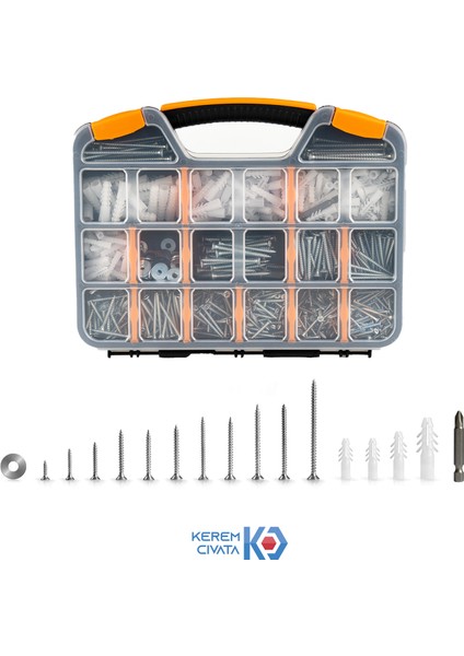 1042 Parça 17 Çeşit Vida ve Dübel Seti