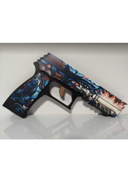 Lacivert Ahşap Lastik Atar Oyuncak Tabanca, Eğlenceli ve Güvenli Oyun Için Mükemmel Seçenek