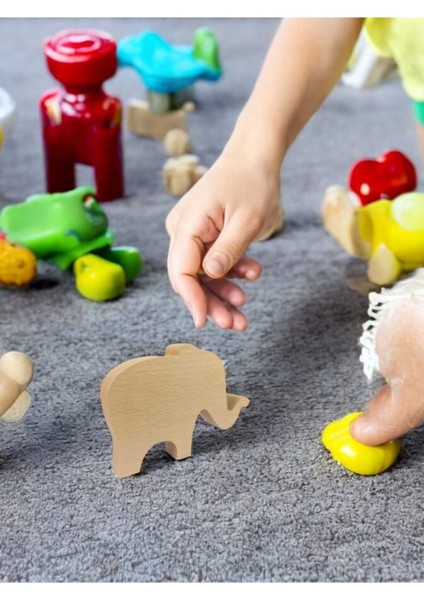 El Yapımı Doğal Ahşap Fil Oyuncak, Çocuklar Için Güvenle Kullanılabilir, Şık Tasarım