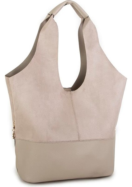 1096 Kadın Salash Büyük Boy Omuz Çantası Nubuk Kum